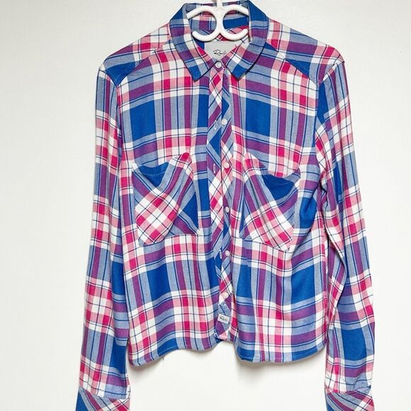 NWOT Rails Dylan Cropped button down top in Marina Flamingo Sz XS - Picture 2 of 5